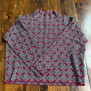 Anthropologie Maeve Red and White Geometric Sweater